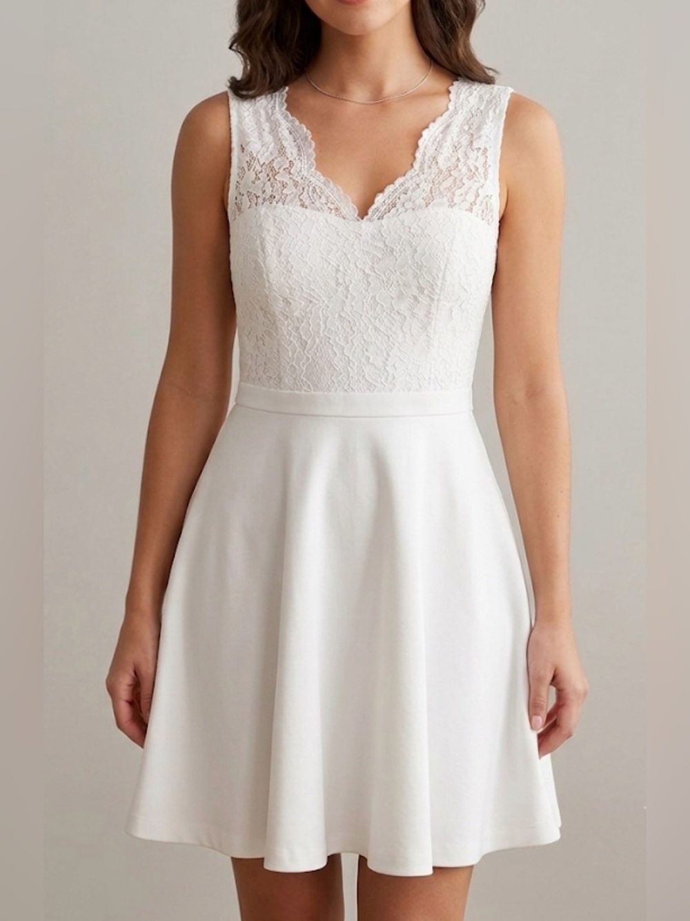 Ever New White Lace V-Neck Mini Dress | Bridal Shower Grad Size 6